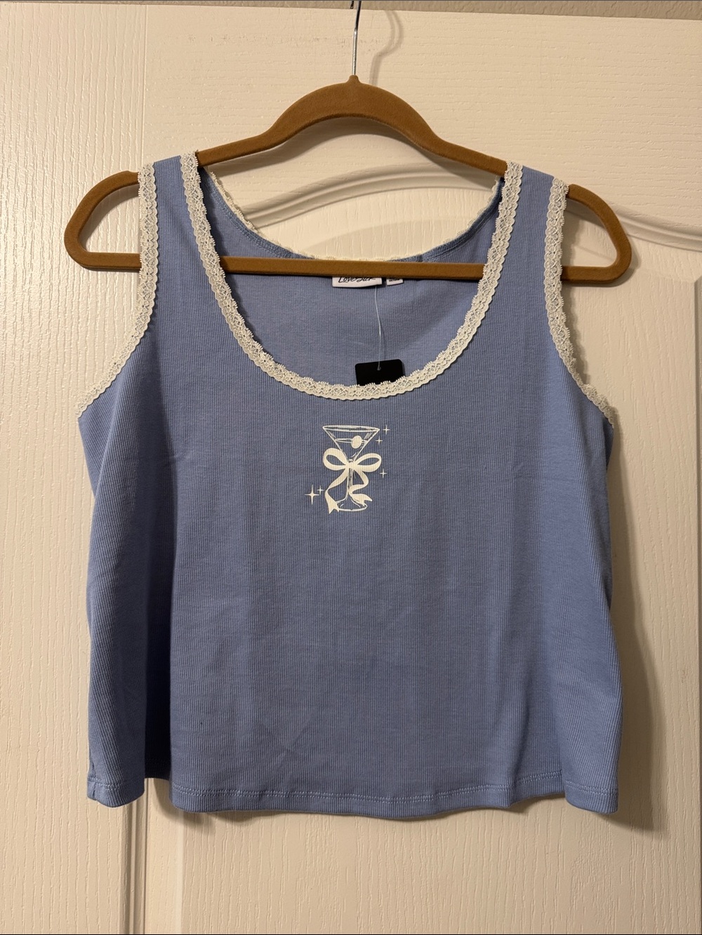 Torrid Lovesick 0X Sleeveless Blue Lace-Trim Tank Top NWT